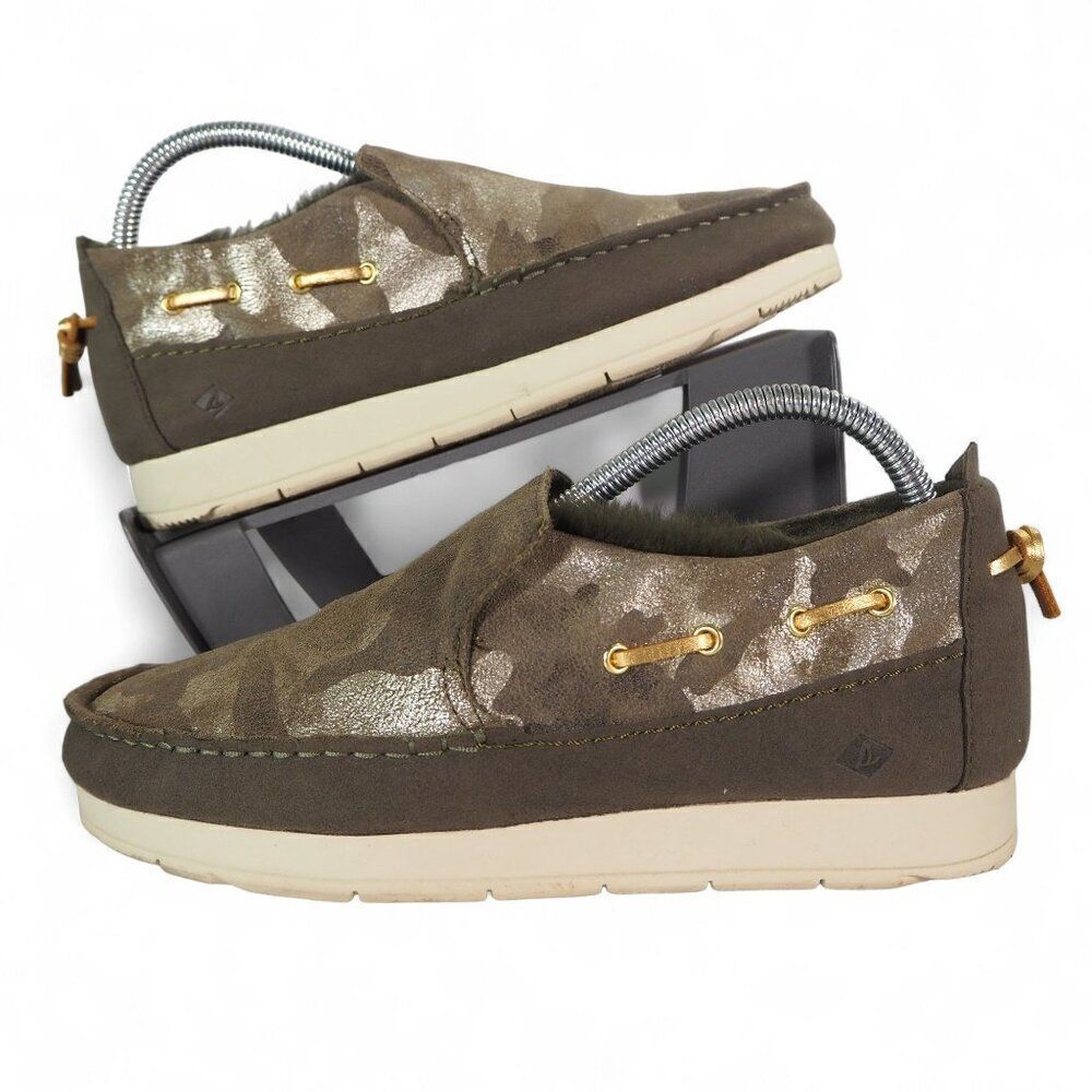 Sperry Top-Sider Moc-Slider Slip-on Casual Shoes OliveโCamo STS86941 Women's 8Mโ